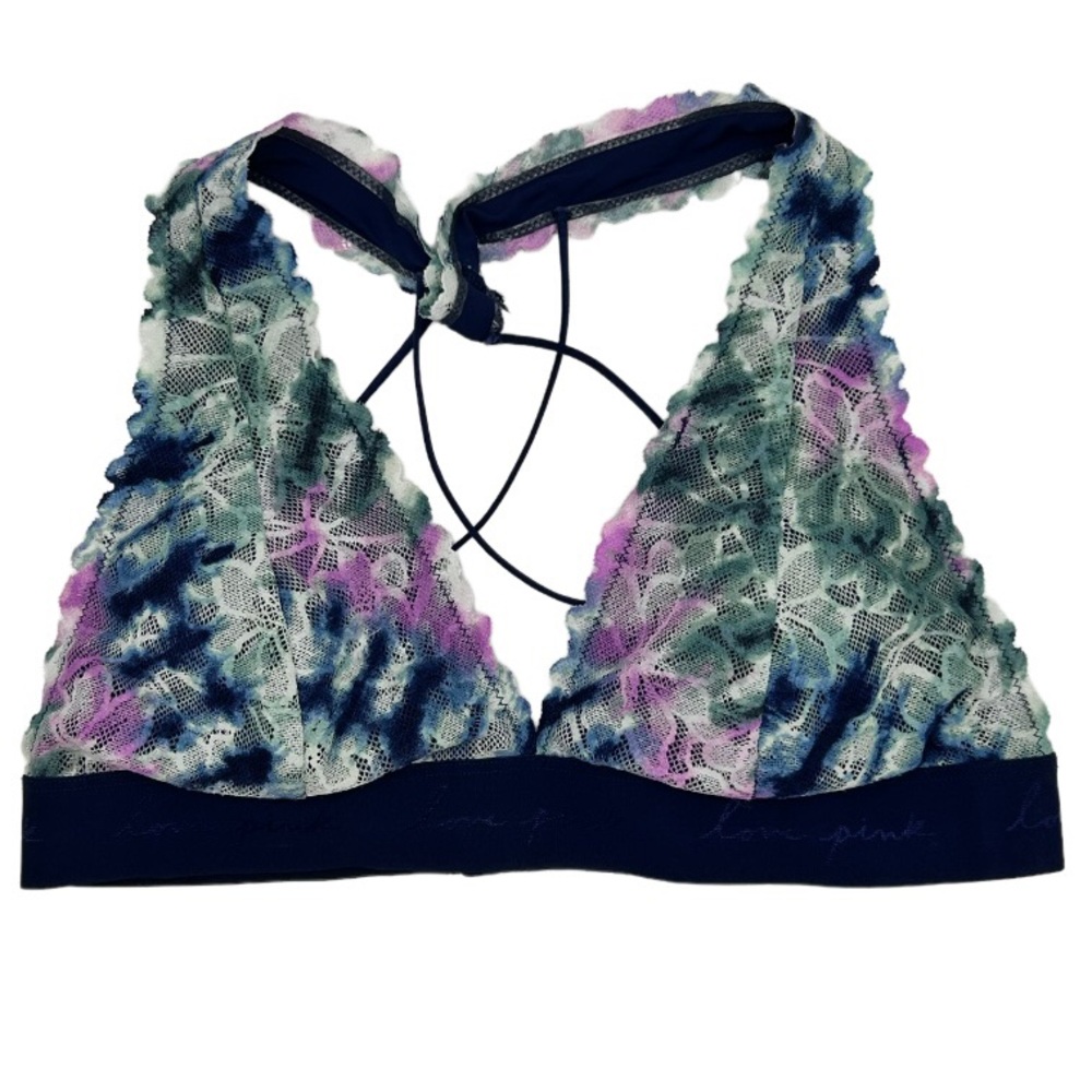 Victoria’s Secret PINK Tie Dye Lace Halter Bralette Size Medium